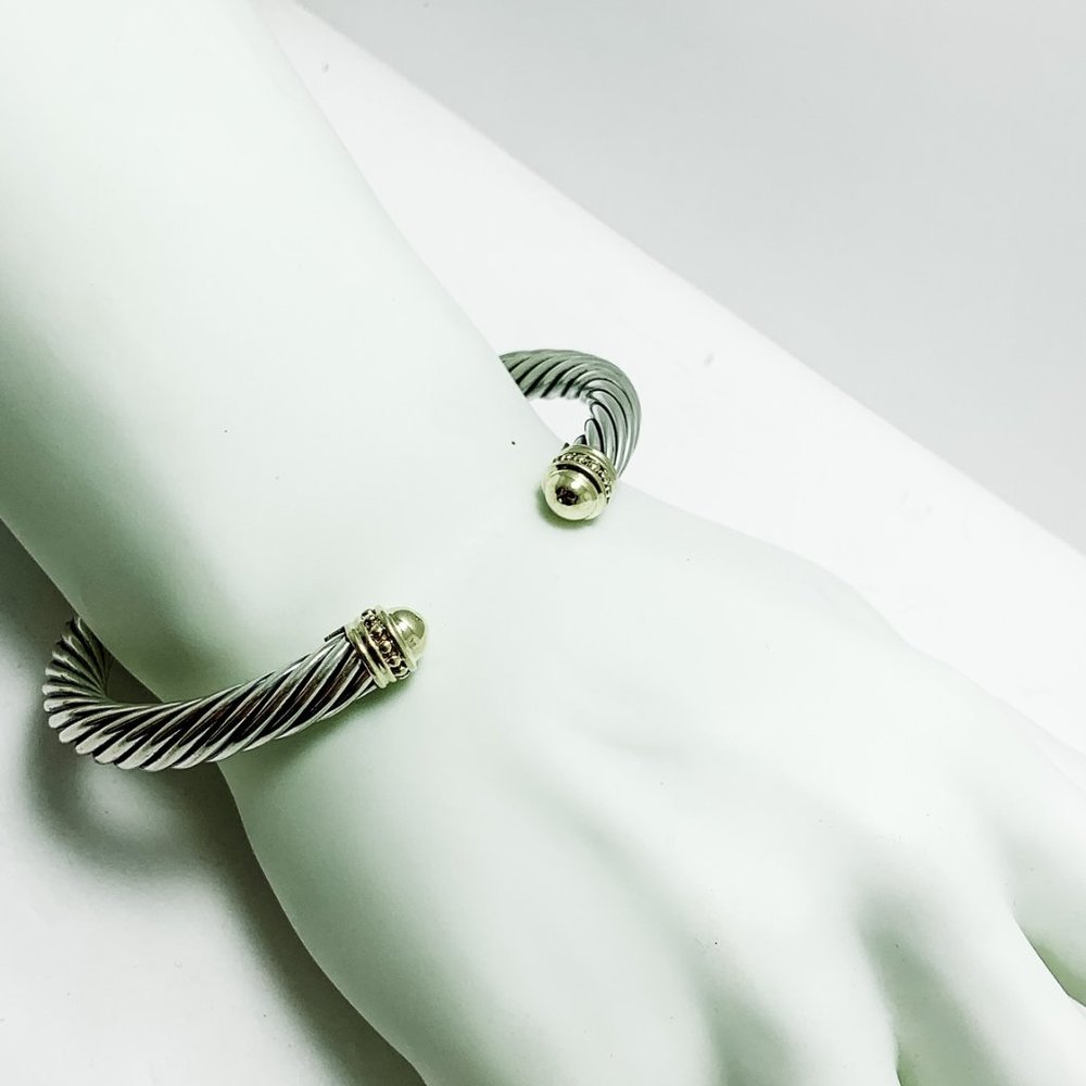 David Yurman Sterling & Gold 7mm Cable Bracelet XL